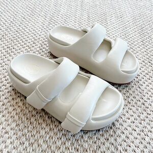 ASH Zeta Double Strap CreamLeather Platform Sandals Women's Size 36 US 6 NEW